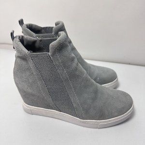 Steve Madden Sneakers Womens Leii Wedge Gray Suede Chelsea Round Toe Size 8